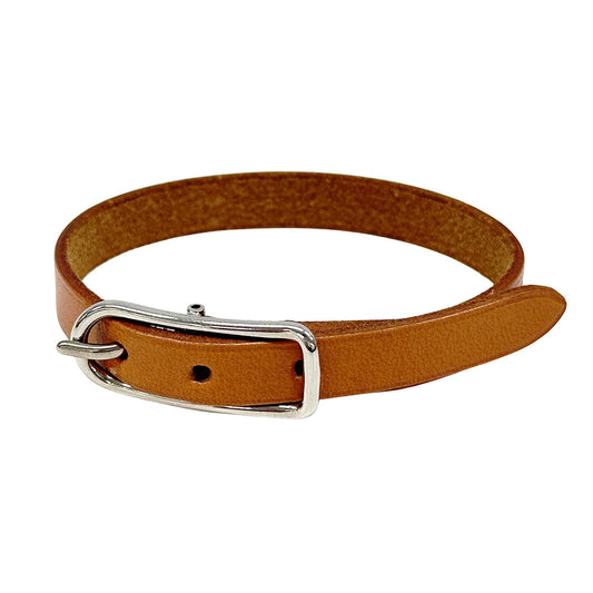 HERMES エルメス アピ1 ブレスレット レザー ブラウン シルバー金具 Mサイズ レディース 【中古】