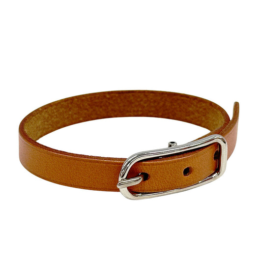 HERMES エルメス アピ1 ブレスレット レザー ブラウン シルバー金具 Mサイズ レディース 【中古】
