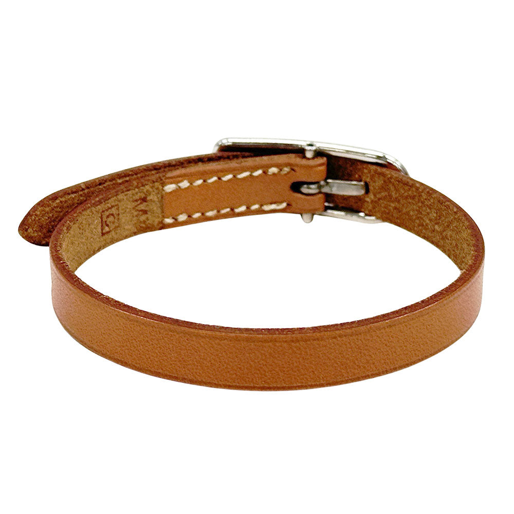 HERMES エルメス アピ1 ブレスレット レザー ブラウン シルバー金具 Mサイズ レディース 【中古】