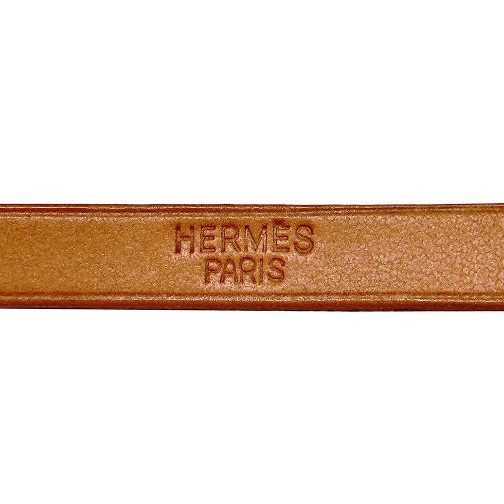 HERMES エルメス アピ1 ブレスレット レザー ブラウン シルバー金具 Mサイズ レディース 【中古】
