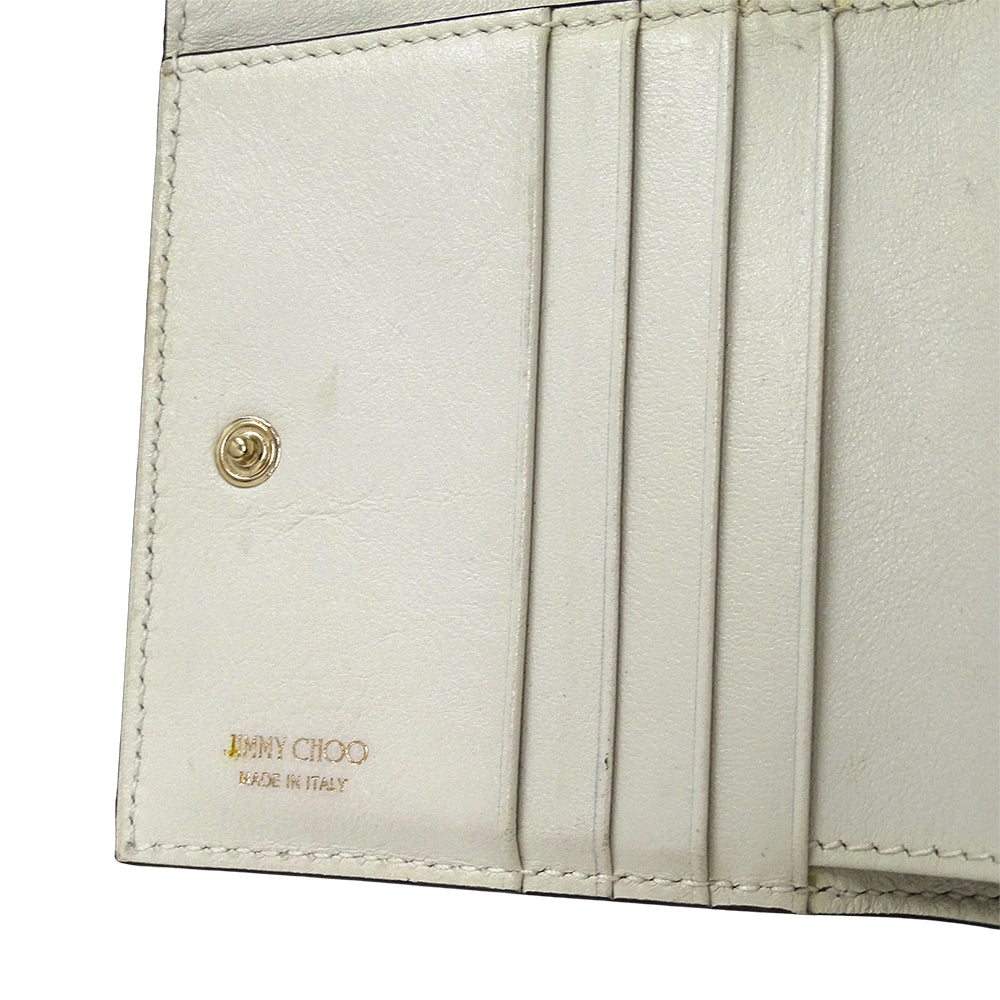 JIMMY CHOO ジミーチュウ 二つ折り財布 ホワイト レザー レディース 【中古】