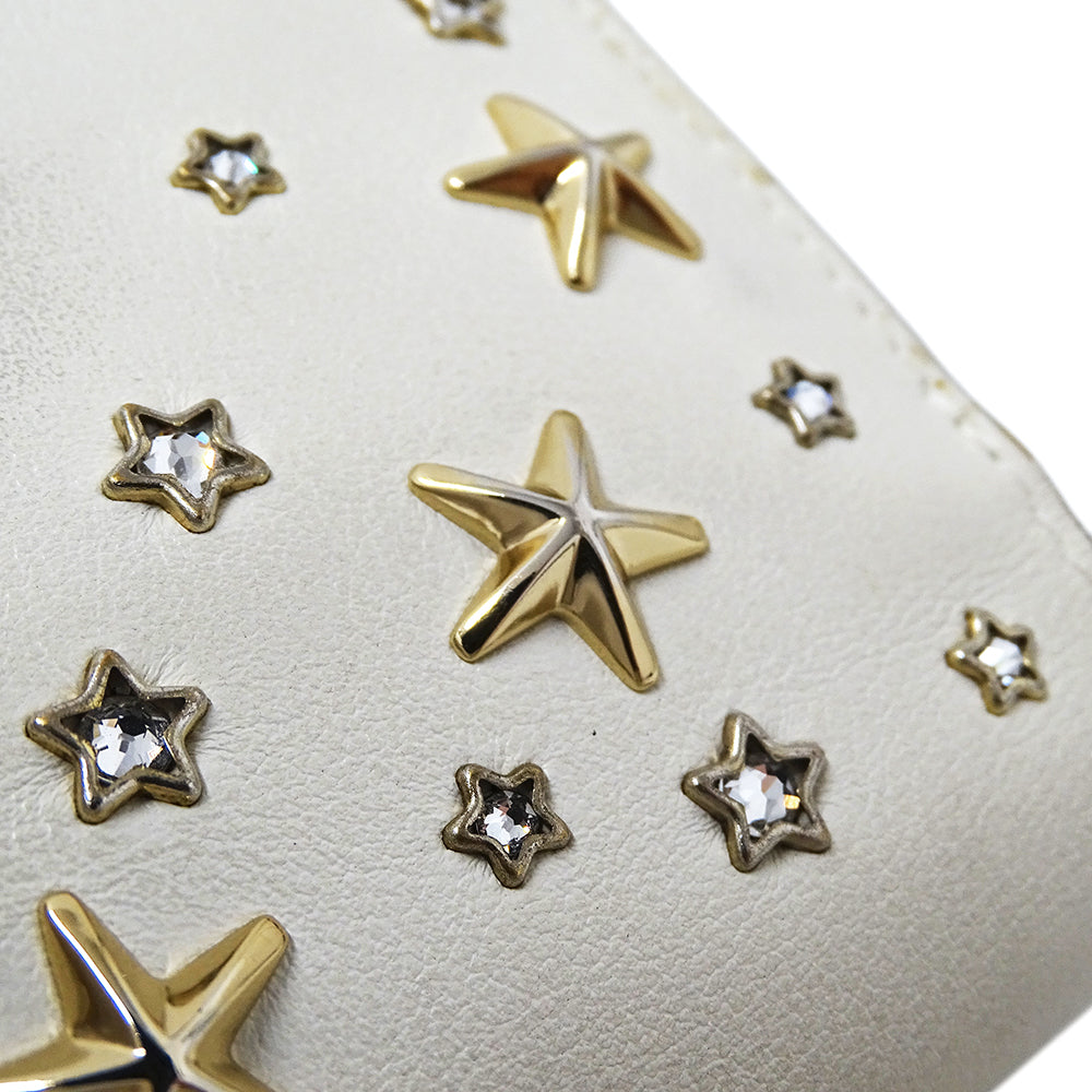 JIMMY CHOO ジミーチュウ 二つ折り財布 ホワイト レザー レディース 【中古】