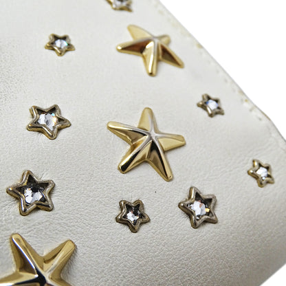 JIMMY CHOO ジミーチュウ 二つ折り財布 ホワイト レザー レディース 【中古】