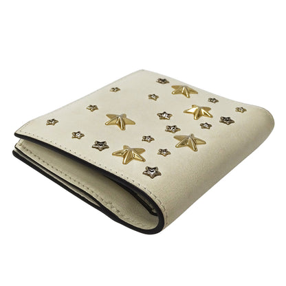 JIMMY CHOO ジミーチュウ 二つ折り財布 ホワイト レザー レディース 【中古】