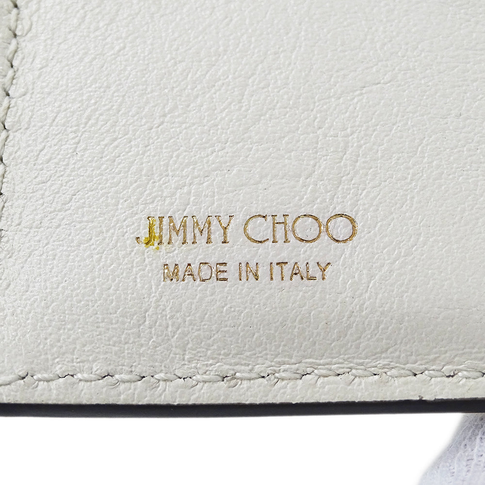 JIMMY CHOO ジミーチュウ 二つ折り財布 ホワイト レザー レディース 【中古】