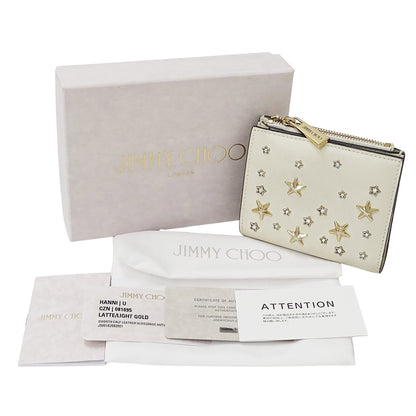 JIMMY CHOO ジミーチュウ 二つ折り財布 ホワイト レザー レディース 【中古】