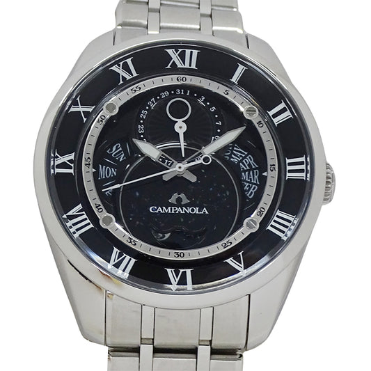 CITIZEN シチズン カンパノラ 天彩星 あまいろほし BU0020-71E メンズ 腕時計 ムーンフェイズ エコドライブ ステンレス SS ブラック 磨き済み 【中古】