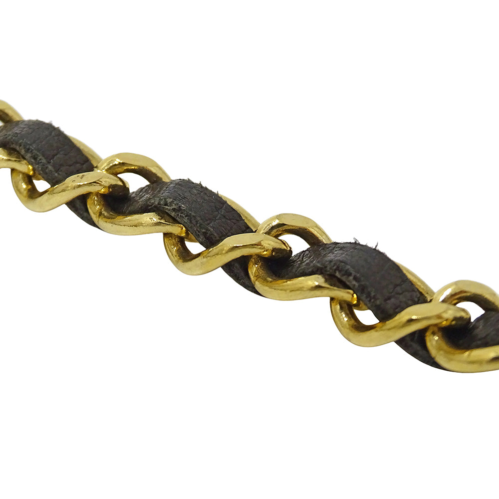 CHANEL シャネル チェーンベルト ブラック ゴールド レザー レディース 【中古】