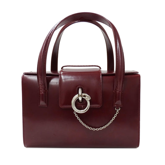 Cartier カルティエ パンテール ハンドバッグ ボルドー パテントレザー レディース 【中古】