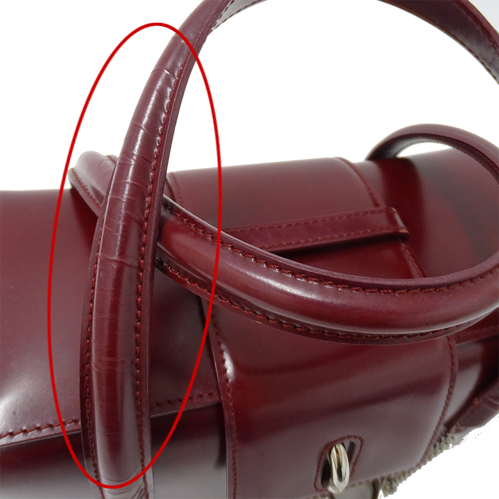 Cartier カルティエ パンテール ハンドバッグ ボルドー パテントレザー レディース 【中古】