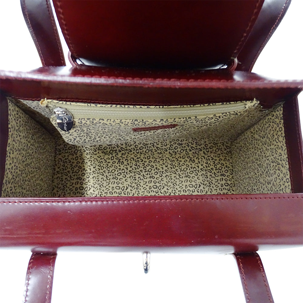 Cartier カルティエ パンテール ハンドバッグ ボルドー パテントレザー レディース 【中古】