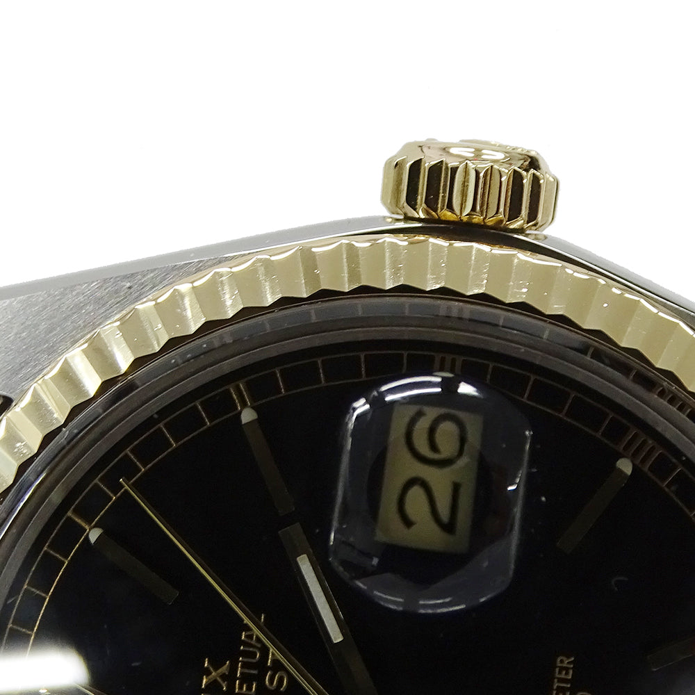 ROLEX ロレックス デイトジャスト 16013 88番台 メンズ 腕時計 自動巻き AT SS YG ブラック OH･磨き済み【中古】