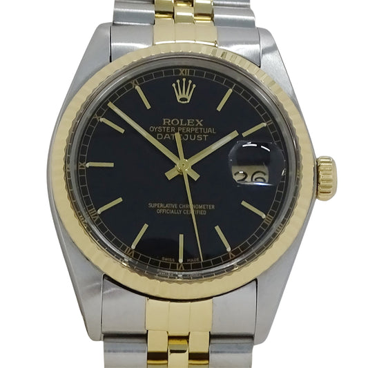 ROLEX ロレックス デイトジャスト 16013 88番台 メンズ 腕時計 自動巻き AT SS YG ブラック OH･磨き済み【中古】