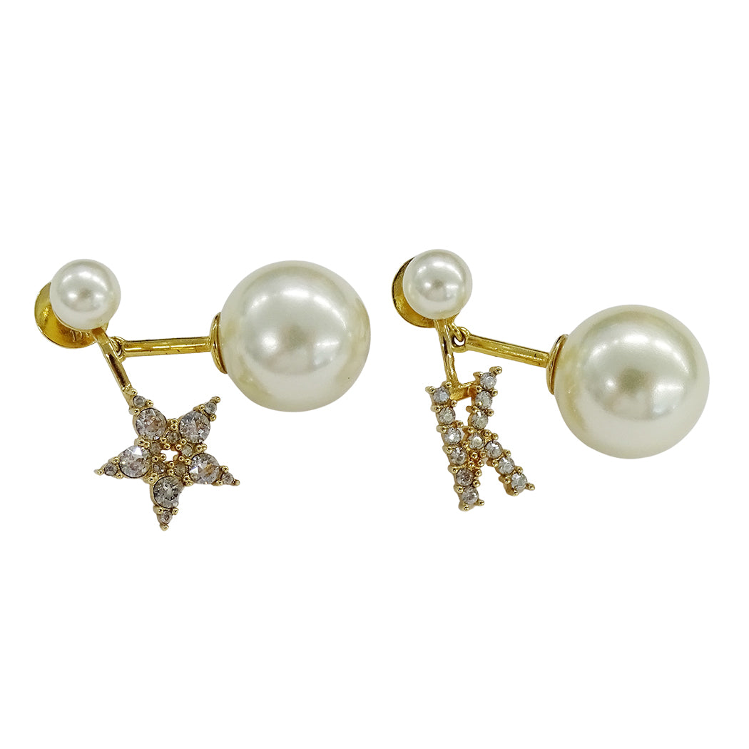 Dior ディオール MY ABCDior トライバル ピアス イニシャル "K" GP ゴールド ホワイト レディース 【中古】