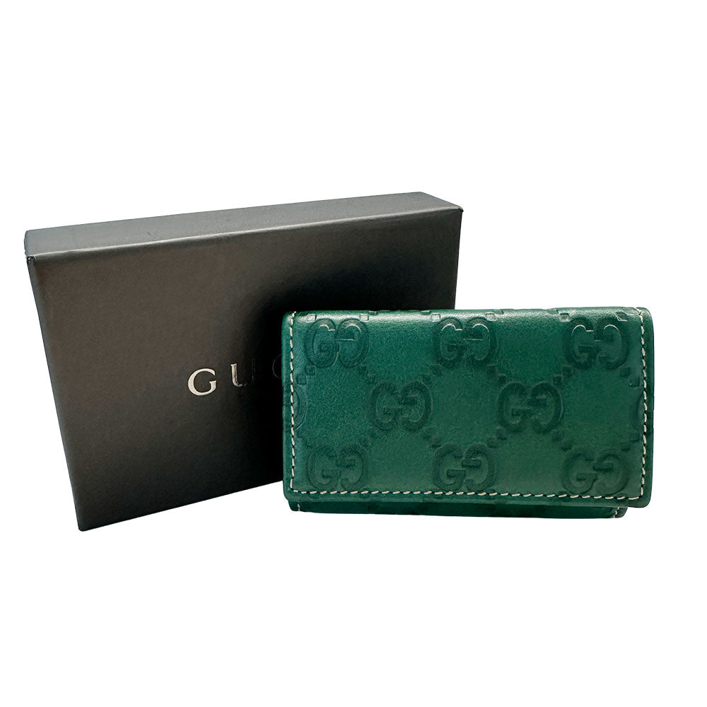 GUCCI グッチ キーケース シマ グリーン 150402 レザー メンズ 【中古】
