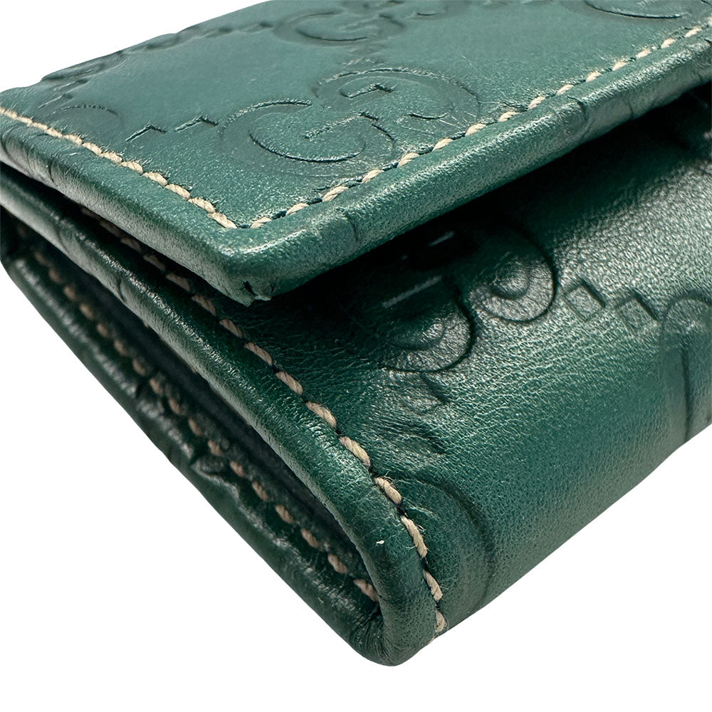 GUCCI グッチ キーケース シマ グリーン 150402 レザー メンズ 【中古】