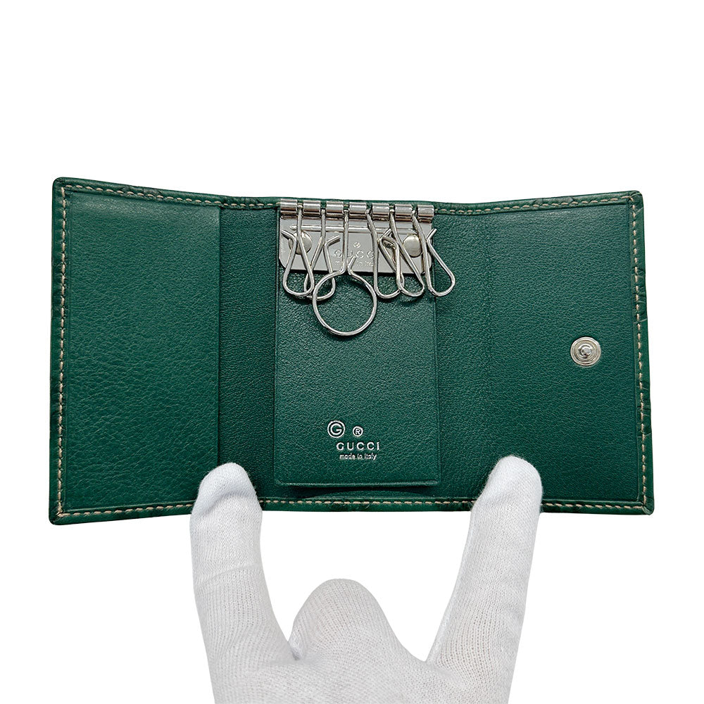 GUCCI グッチ キーケース シマ グリーン 150402 レザー メンズ 【中古】