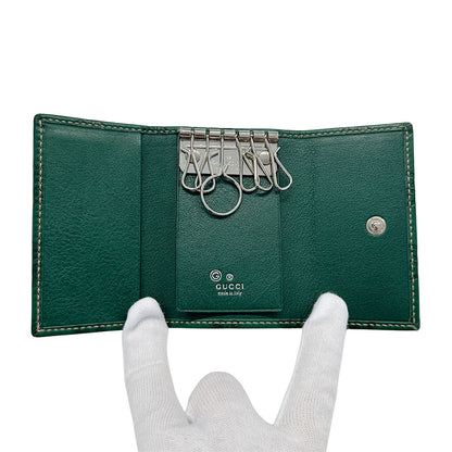 GUCCI グッチ キーケース シマ グリーン 150402 レザー メンズ 【中古】