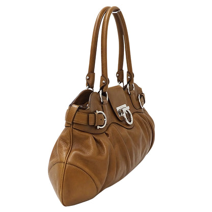 Ferragamo フェラガモ ショルダーバッグ ガンチーニ ブラウン レザー レディース 【中古】