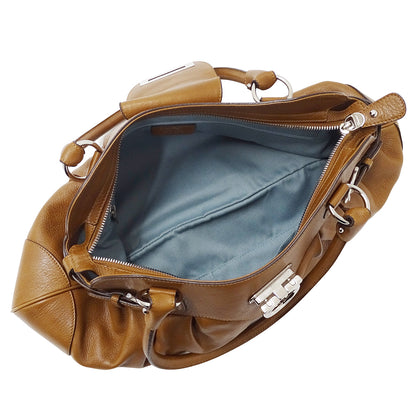 Ferragamo フェラガモ ショルダーバッグ ガンチーニ ブラウン レザー レディース 【中古】