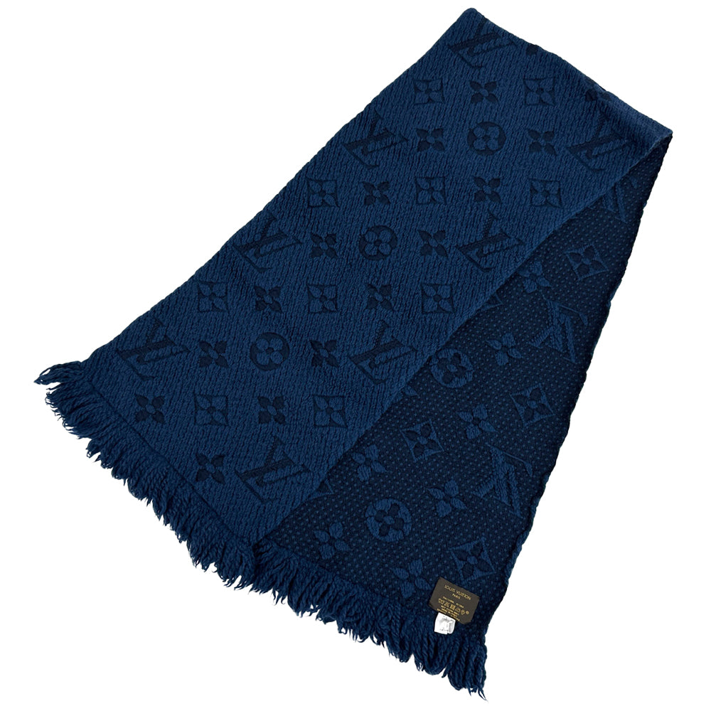LOUIS VUITTON ルイ・ヴィトン エシャルプ・ロゴマニア マフラー・ストール モノグラム アントラシット ネイビー M75504 ウール レディース メンズ 【中古】
