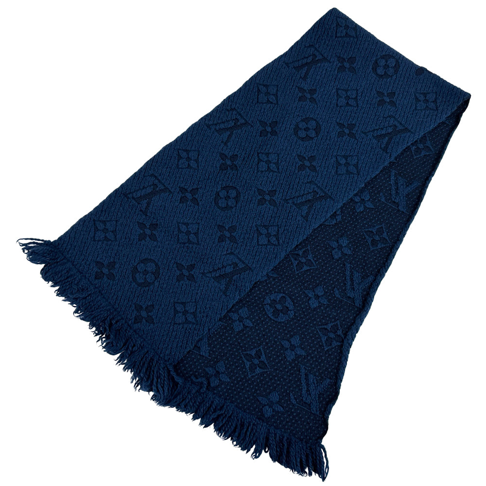 LOUIS VUITTON ルイ・ヴィトン エシャルプ・ロゴマニア マフラー・ストール モノグラム アントラシット ネイビー M75504 ウール レディース メンズ 【中古】