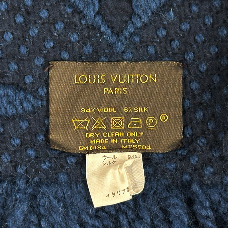 LOUIS VUITTON ルイ・ヴィトン エシャルプ・ロゴマニア マフラー・ストール モノグラム アントラシット ネイビー M75504 ウール レディース メンズ 【中古】