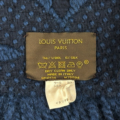 LOUIS VUITTON ルイ・ヴィトン エシャルプ・ロゴマニア マフラー・ストール モノグラム アントラシット ネイビー M75504 ウール レディース メンズ 【中古】