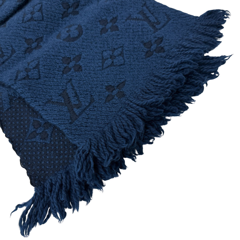 LOUIS VUITTON ルイ・ヴィトン エシャルプ・ロゴマニア マフラー・ストール モノグラム アントラシット ネイビー M75504 ウール レディース メンズ 【中古】
