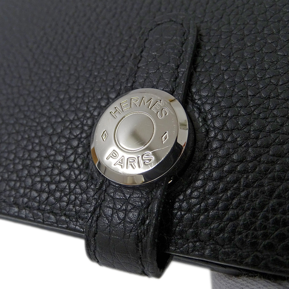 HERMES エルメス ドゴン GM 長財布 ブラック シルバー金具 トゴ レディース メンズ 【中古】