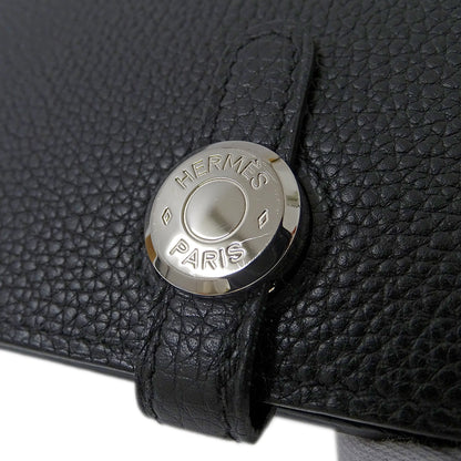 HERMES エルメス ドゴン GM 長財布 ブラック シルバー金具 トゴ レディース メンズ 【中古】