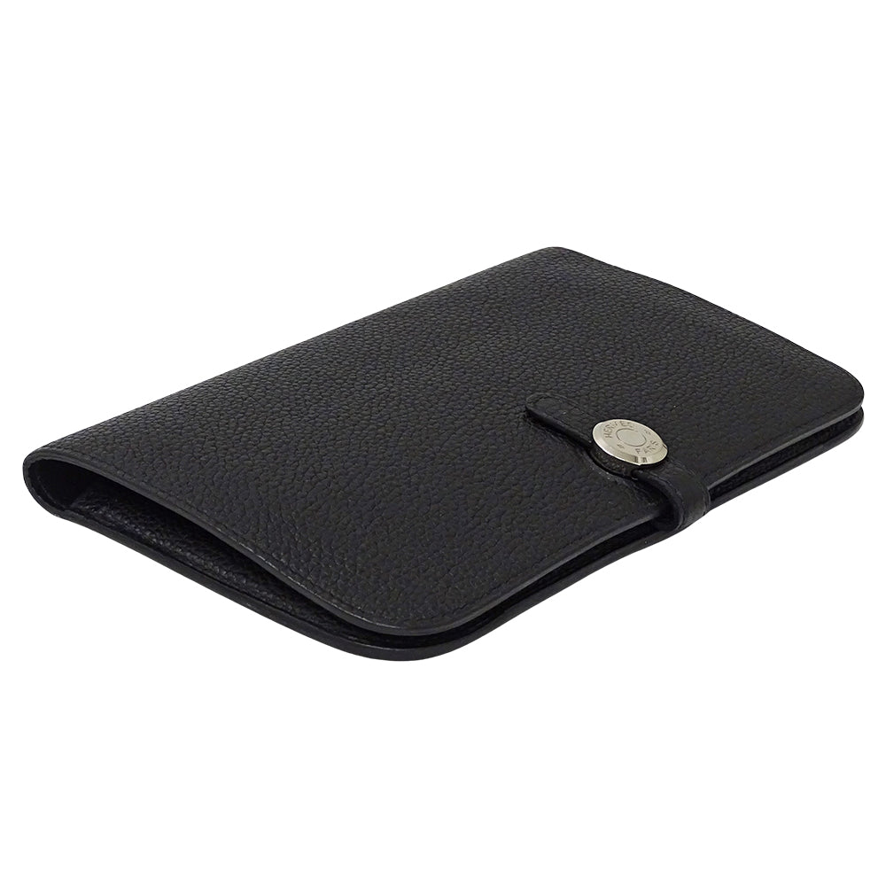 HERMES エルメス ドゴン GM 長財布 ブラック シルバー金具 トゴ レディース メンズ 【中古】