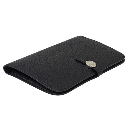 HERMES エルメス ドゴン GM 長財布 ブラック シルバー金具 トゴ レディース メンズ 【中古】