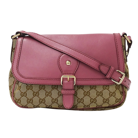 GUCCI グッチ ショルダーバッグ ピンク ベージュ 308452 GGキャンバス レディース 【中古】