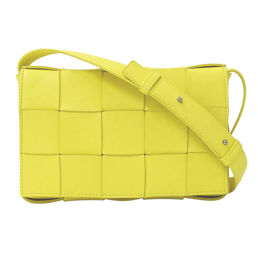 BOTTEGAVENETA ボッテガ・ヴェネタ ショルダーバッグ カセット クラシック マキシイントレチャート イエロー レザー レディース 【中古】