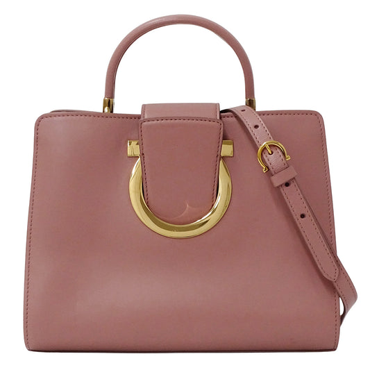 Ferragamo フェラガモ 2wayバッグ ガンチーニ ピンク レザー レディース 【中古】