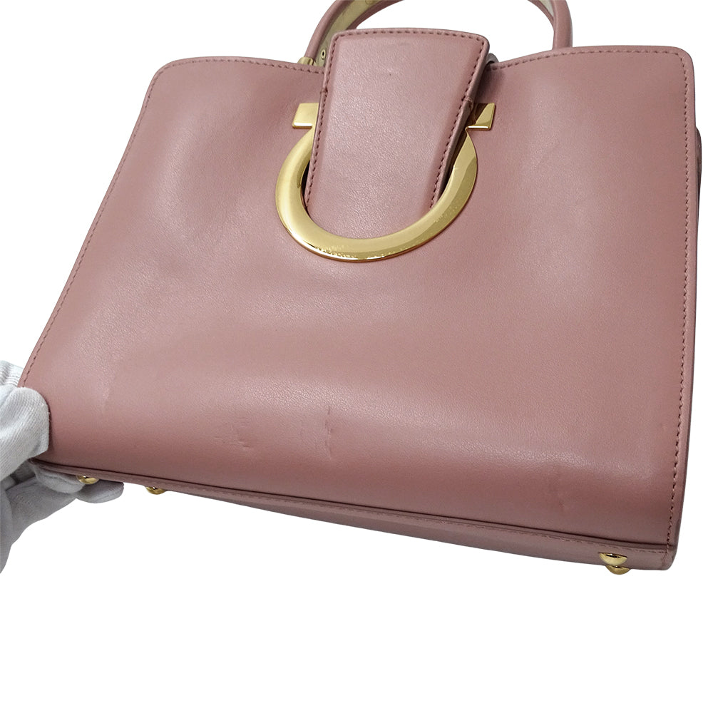 Ferragamo フェラガモ 2wayバッグ ガンチーニ ピンク レザー レディース 【中古】