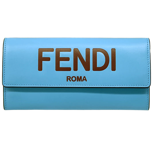FENDI フェンディ 長財布 ブルー レザー レディース メンズ 【中古】