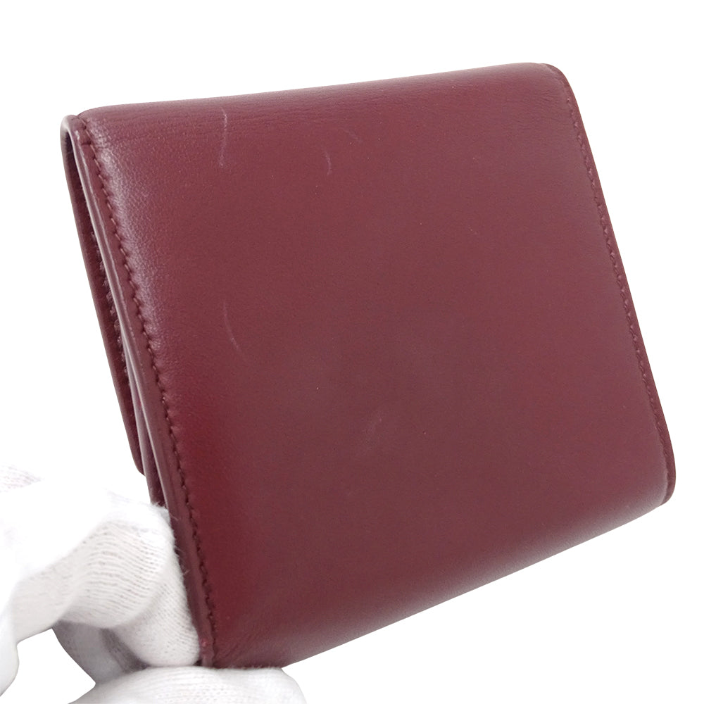 BOTTEGAVENETA ボッテガ・ヴェネタ 二つ折り財布 ボルドー レッド レザー レディース 【中古】