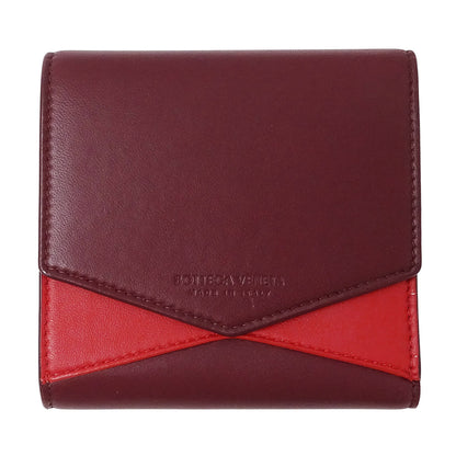 BOTTEGAVENETA ボッテガ・ヴェネタ 二つ折り財布 ボルドー レッド レザー レディース 【中古】
