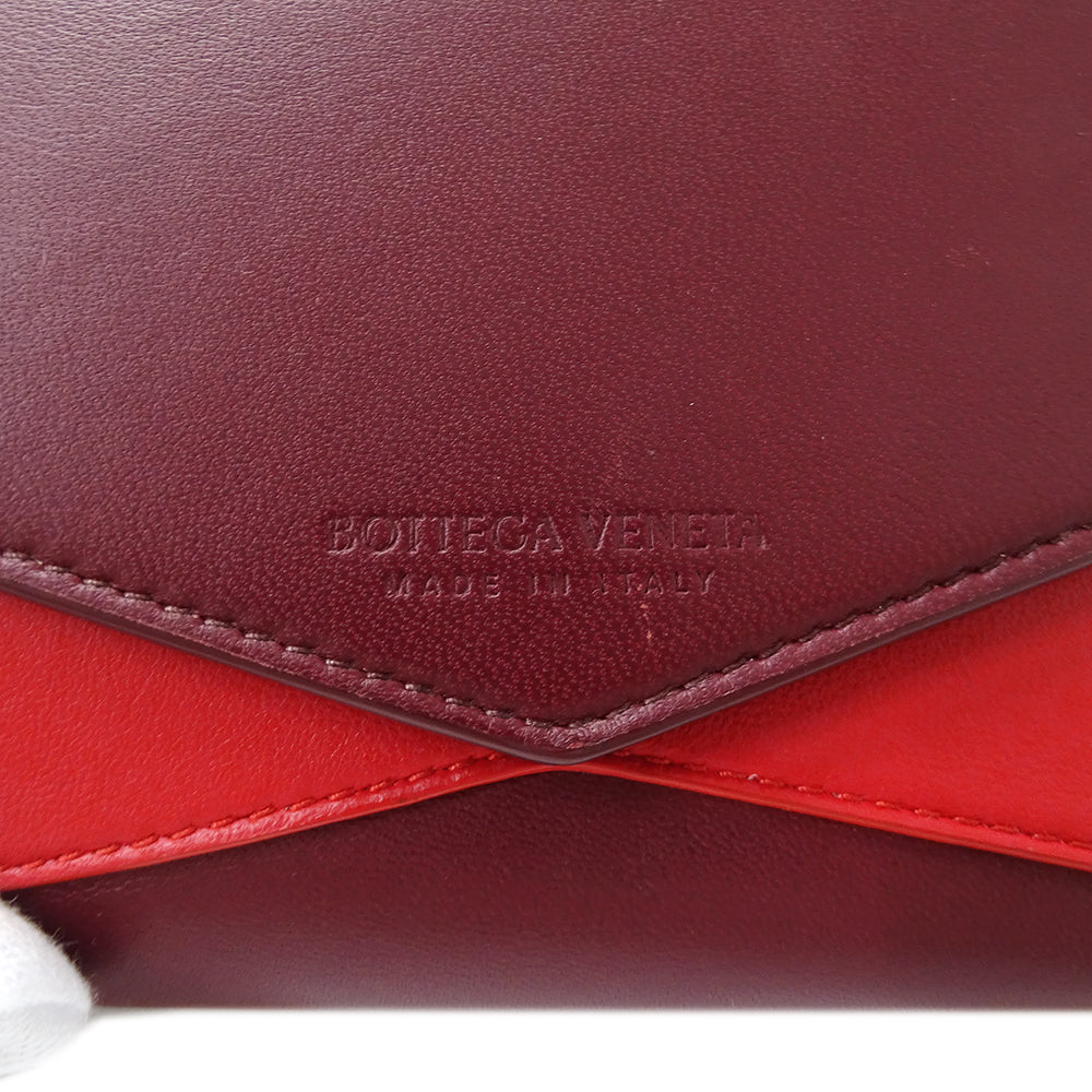 BOTTEGAVENETA ボッテガ・ヴェネタ 二つ折り財布 ボルドー レッド レザー レディース 【中古】