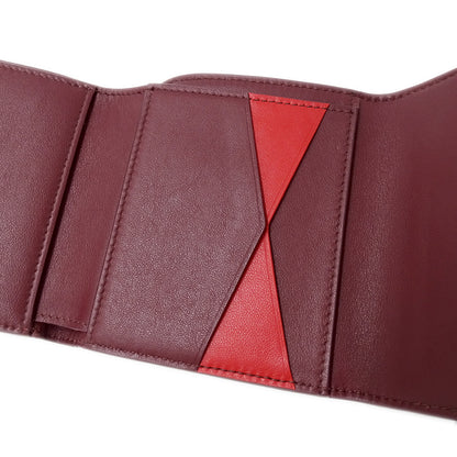BOTTEGAVENETA ボッテガ・ヴェネタ 二つ折り財布 ボルドー レッド レザー レディース 【中古】