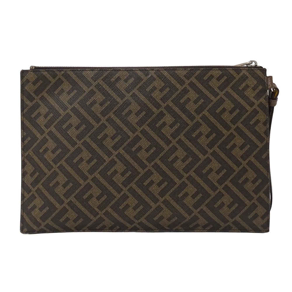 FENDI フェンディ クラッチ・セカンドバッグ ズッカ ブラウン イエロー 7N0126 PVC メンズ 【中古】