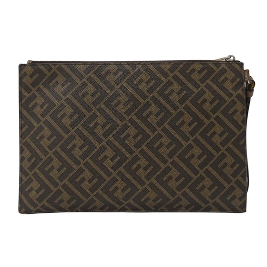 FENDI フェンディ クラッチ・セカンドバッグ ズッカ ブラウン イエロー 7N0126 PVC メンズ 【中古】