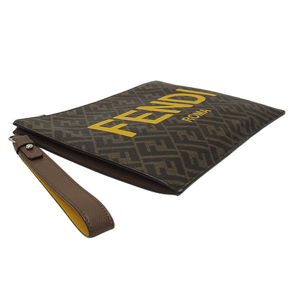 FENDI フェンディ クラッチ・セカンドバッグ ズッカ ブラウン イエロー 7N0126 PVC メンズ 【中古】