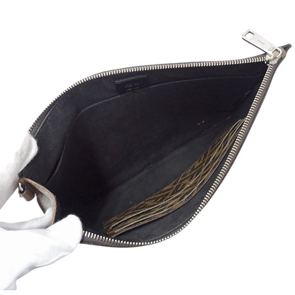 FENDI フェンディ クラッチ・セカンドバッグ ズッカ ブラウン イエロー 7N0126 PVC メンズ 【中古】