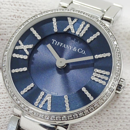 TIFFANY&Co. ティファニー アトラス 69291651 レディース 腕時計 クオーツ QZ ステンレス SS ダイヤモンド ネイビー 磨き済み 【中古】
