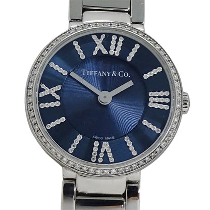 TIFFANY&Co. ティファニー アトラス 69291651 レディース 腕時計 クオーツ QZ ステンレス SS ダイヤモンド ネイビー 磨き済み 【中古】