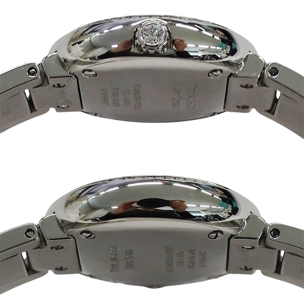 TIFFANY&Co. ティファニー アトラス 69291651 レディース 腕時計 クオーツ QZ ステンレス SS ダイヤモンド ネイビー 磨き済み 【中古】