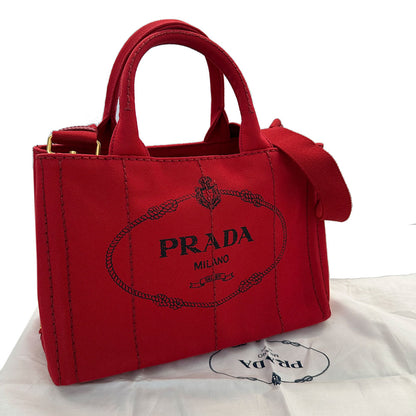 PRADA プラダ カナパ 2wayバッグ レッド 1BG439 キャンバス レディース 【中古】